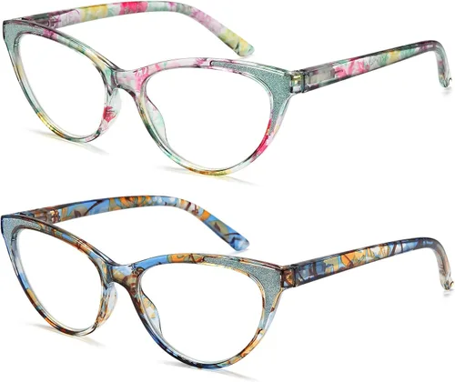 Vista 2 de Gafas de lectura de ojo de gato para mujer, anteojos, lectores de luz azul para mujer, gafas de computadora, gafas de sol, marco de brillo elegante