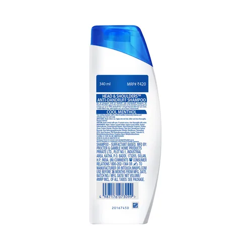 Vista 11 de Head & Shoulders Champú Anticaspa Mentol Fresco para Hombre, 340ml