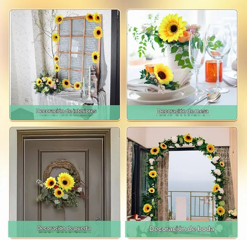 Vista 6 de 150 piezas de girasoles artificiales de seda artificial, decoración