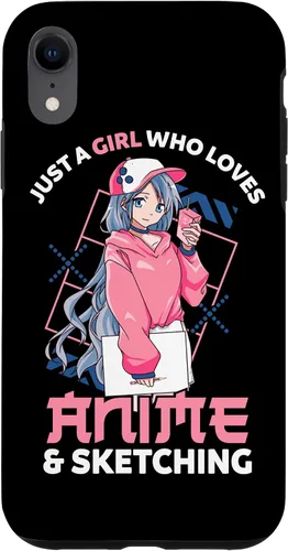 Vista 9 de Funda para iPhone 12, diseño de anime con texto en inglés Just A Girl Who Loves Anime and Sketching