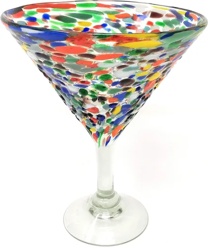 Vista 5 de Juego de 4 vasos de Margarita modernos soplados a mano - Confetti Rock (12 onzas)
