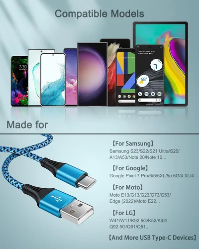 Vista 7 de Cable USB tipo C automático para automóvil, 3 pies/2 paquetes de cable cargador rápido USB A a USB C para iPhone 17/16e/16Pro/15Pro Max/15, cable