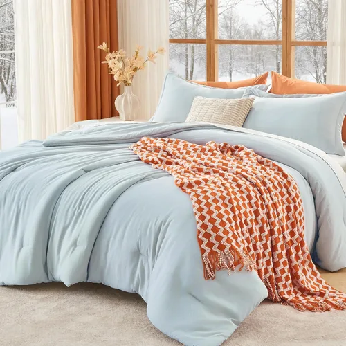 Vista 52 de MUXHOMO Juego de edredón beige tamaño individual/individual XL, ropa de cama alternativa ultrasuave para todas las estaciones. El juego de cama