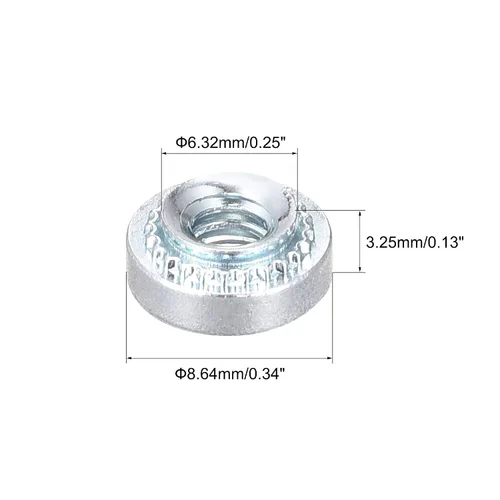 Vista 2 de uxcell Tuercas autoadhesivas, acero al carbono #4-40 x 0.1 pulgadas con tuerca de remache galvanizado de cabeza redonda, acero de cabeza redonda