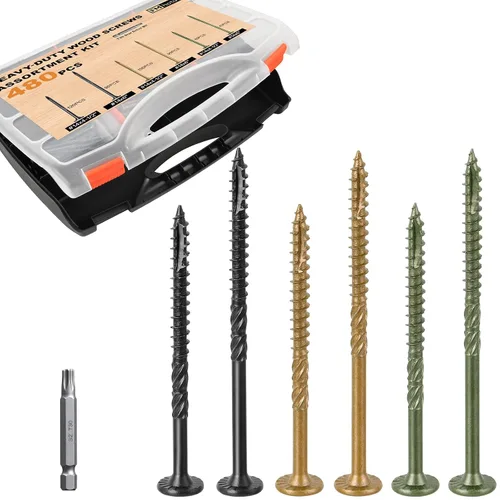 Vista 17 de FMhotu 100 Tornillos para Madera Negros con Cabeza de Estrella de 2-7/8 Pulgadas - Tornillos Resistentes al Óxido para Terrazas de Madera