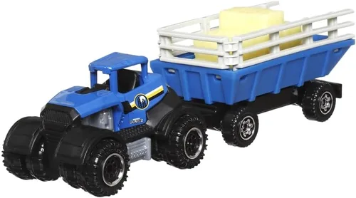 Vista 2 de Matchbox Collectors - Juego de enganche y transporte fundido a presión para 70 años de aniversario, MBX Farm Trailer ~ Tractor Dirtstroyer azul