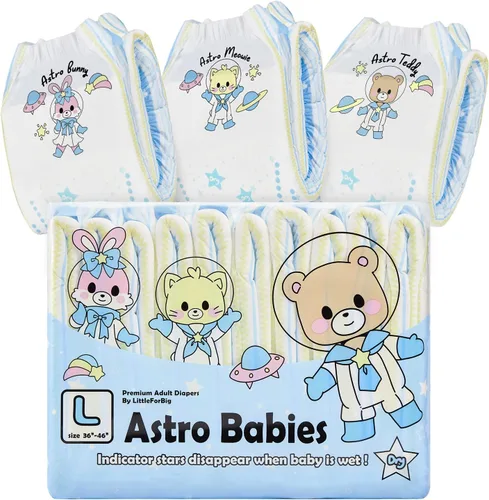 Vista 7 de Littleforbig Pañales impresos para adultos, 10 piezas, Astro Babies (M 28-38 pulgadas)