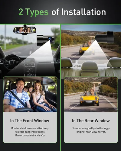 Vista 7 de Cámara de salpicadero delantera y trasera, cámara doble WiFi 4K+1080P para automóviles con aplicación, grabadora de salpicadero de 3" IPS, visión