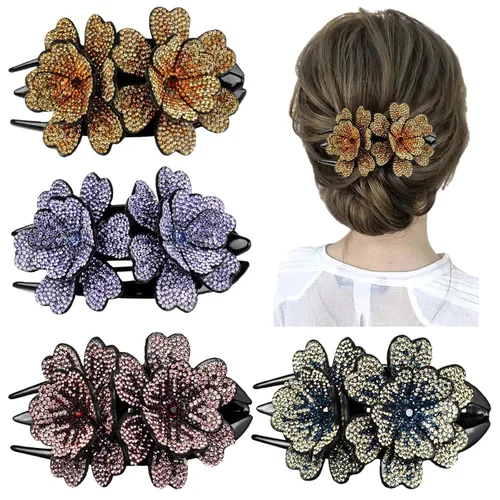 Vista 9 de Pinza para el cabello, 8 piezas de accesorios para el cabello con diamantes de imitación brillantes para mujer, pinzas decorativas de moda