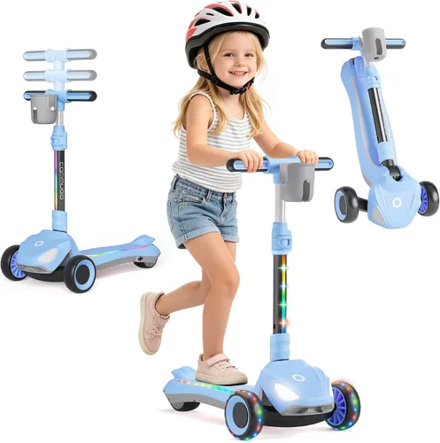 Vista 10 de 3-Wheel Electric Scooter for Kids Ages 4-8, 5 MPH, 3 Adjustable Heights Negro