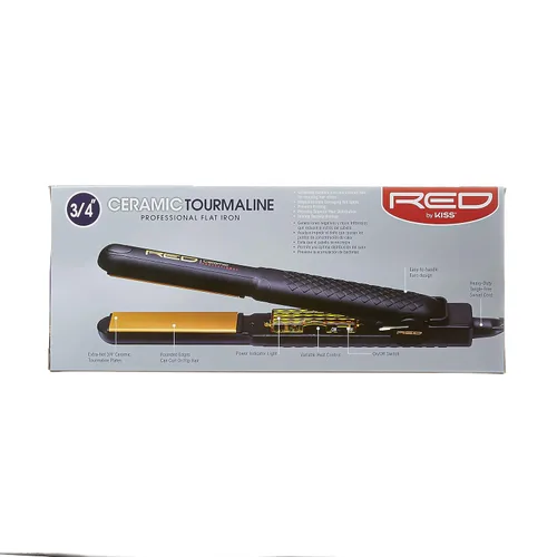 Vista 3 de Kiss Productos Plancha Plancha Professinal Turmalina Cerámica Roja, 0.75 pulgadas, 1 Libra