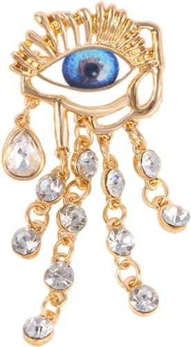 Vista 6 de Broche de ojo malvado de la suerte, perlas de agua dulce y cristal, pin de solapa vintage para boda, fiesta, graduación, broche multiusos