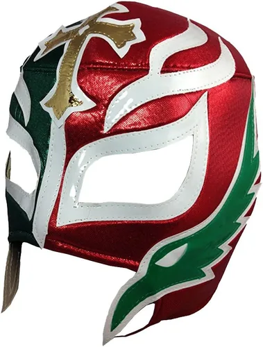 Vista 2 de REY MYSTERIO - Máscara de lucha libre para adultos (pro-fit), diseño de bandera de México