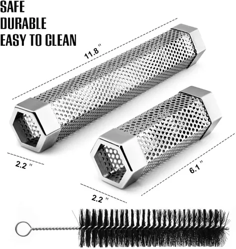 Vista 3 de BEWAVE Tubo de ahumador de pellets para todas las parrillas, carbón eléctrico a gas o ahumadores para fumadores en frío/calor, cepillo de tubo