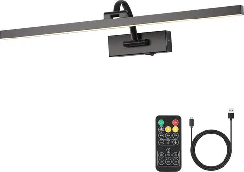 Vista 8 de DESOOP Luces de imagen para pared, funciona con pilas, iluminación artística de latón inalámbrica para pinturas, luces recargables de galería