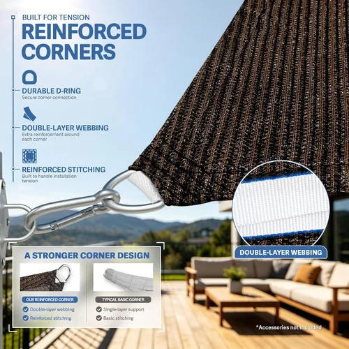 Vista 4 de E&K Sunrise - Toldo parasol rectangular de 18 x 22 pies, bloqueo UV, para pérgola, patio, jardín al aire libre (marrón)