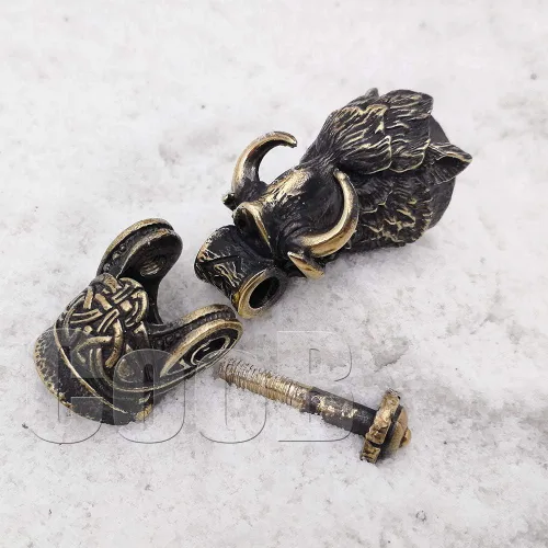 Vista 5 de EDC Paracord Bracelet Buckle Shackle Clasp Lock Bead Wild Boar Hunting - Unique Fully Hand-Casted Solid Bronze Buckles Locks Shackles for Paracord