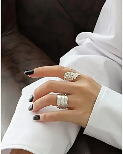 Vista 2 de StarGems Anillo vintage de plata de ley 925 ajustable abstracto irregular C2300 6.75