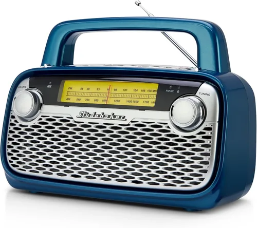 Vista 9 de Studebaker SB2006 Altavoz Bluetooth con radio portátil AM/FM Transmisión Bluetooth, batería recargable y alta potencia (negro)