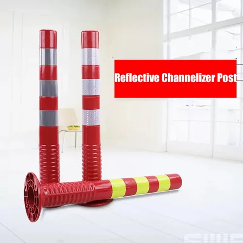 Vista 2 de HAIXHX Delineador de plástico, bolardo de seguridad de tráfico, cono de seguridad reflectante desplegable de plástico flexible para control