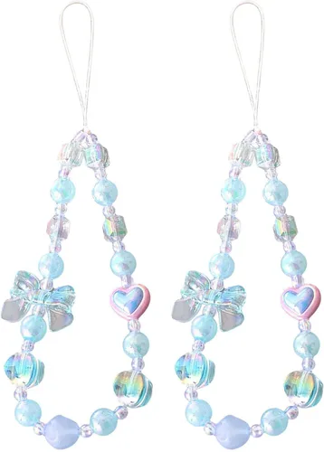 Vista 39 de Beaded Phone Charm Cute Fixed Beads Pearl Wristlet Chain Camera Wrist Strap CarKey Lanyard
