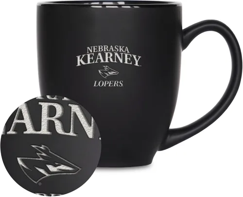 Vista 319 de Rico Industries - Taza de cerámica mate negra con grabado láser estándar de 15oz para NCAA (escuelas T & U) - Para bebidas calientes o frías