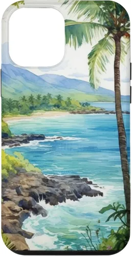 Vista 16 de Tropical Hawaii Forest Beach Ocean Art Aesthetic Case for iPhone 16