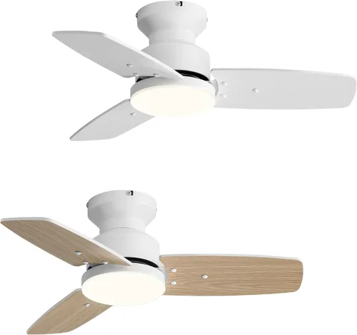 Vista 10 de Conciseer - Ventiladores de techo de 30 pulgadas con luces y control remoto, para dormitorio, sala de estar, oficina, montaje empotrado, 3CCT