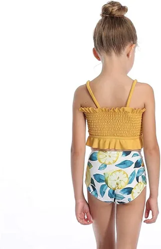 Vista 5 de Lemoonlemone - Conjunto de bikini para niña con volantes, trajes de baño de dos piezas para niñas