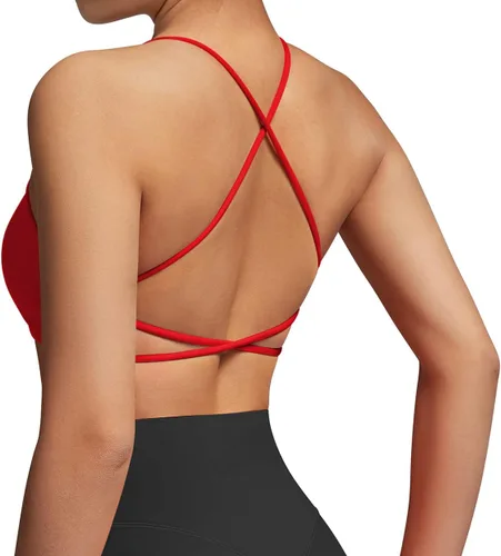Vista 5 de DOULAFASS Sujetadores deportivos para mujer, con tirantes, sexy, lindo, espalda cruzada, soporte ligero, para entrenamiento, yoga, con copas