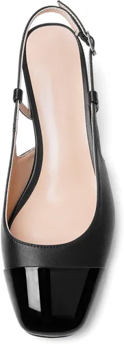 Vista 3 de Eldof Zapatos de tacón de bloque para mujer, tacones cuadrados con correa ajustable, zapatos de vestir de tacón bajo para mujer, boda, fiesta