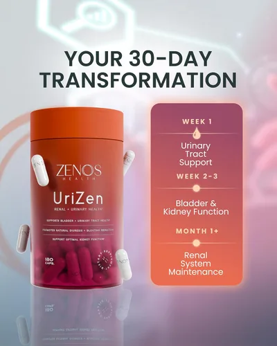 Vista 5 de Zenos Health UriZen Suplemento de apoyo renal, salud del tracto urinario para mujeres, disolvente de cálculos renales y rompepiedras, suplementos