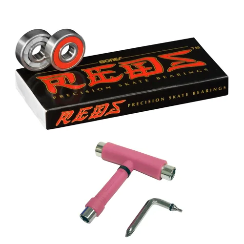 Vista 2 de Bones Reds Rodamientos + Herramienta en T de Skate + Espaciadores (negro)