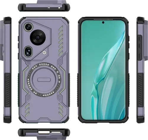 Vista 153 de Funda compatible con Motorola Edge 50, compatible con carga inalámbrica MagSafe [PC + TPU] 2 en 1 funda magnética protectora anticaída para Rojo