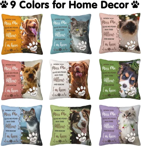 Vista 4 de Almohada Decorativa Conmemorativa Personalizada para Mascotas con Foto, Regalo de Condolencias por Pérdida de Perro/Gato, Regalos de Recuerdo