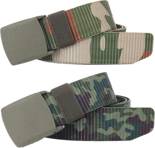 Vista 29 de Cinturón para hombre, cinturón táctico militar de nailon con hebilla sin metal, paquete de 2