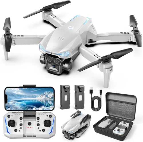 Vista 8 de X-shop Drone con cámara 1080P para niños y adultos, cuadricóptero RC plegable con despegue/aterrizaje con una tecla, selfie por gesto, volteretas
