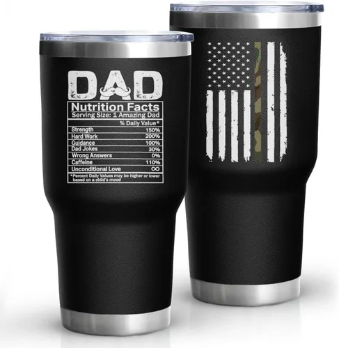 Vista 12 de Vaso de acero inoxidable aislado de 30 onzas con tapa y popote para el Día del Padre, Navidad y cumpleaños