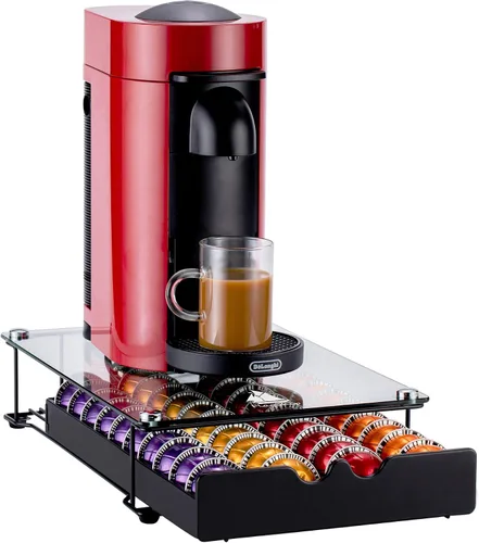 Vista 7 de FlagShip Vertuo - Soporte para cápsulas, cajón de almacenamiento de vidrio para Nespresso Vertuo, organizador de vainas, transparente