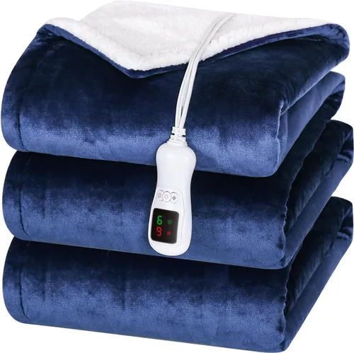 Vista 12 de Manta térmica eléctrica, calentador de manta lavable para el hogar para adultos, calentamiento rápido, franela suave súper acogedora de 50 x 60
