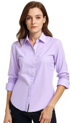 Vista 9 de Jandukar Camisas de manga larga con botones para mujer, camisas de traje para mujer