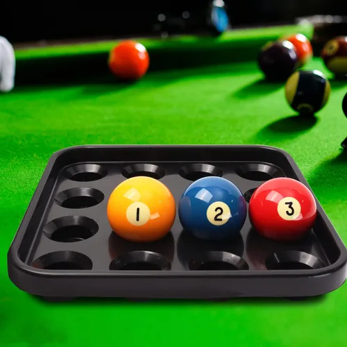 Vista 6 de GSE Games & Sports Expert Bandeja de transporte de bolas de billar de plástico negro, bandeja de almacenamiento de bolas de billar para 16 bolas