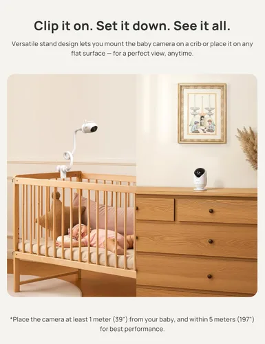 Vista 8 de Dr.Care VistaView Lite Smart WiFi Monitor de bebé con 2 cámaras y soporte