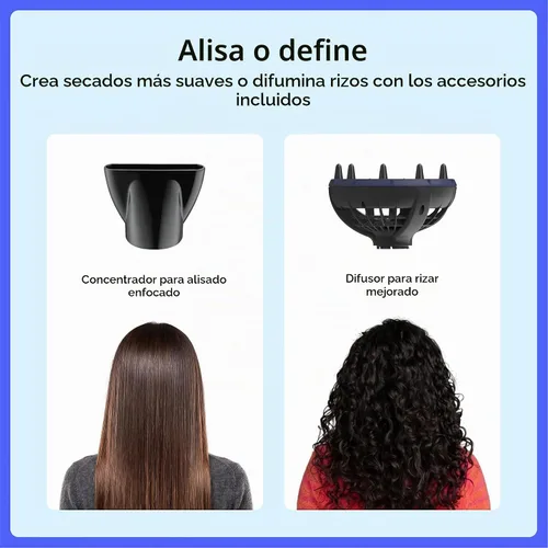 Vista 3 de Conair Secador de pelo con accesorio difusor de pelo multicámara, azul Azul oscuro