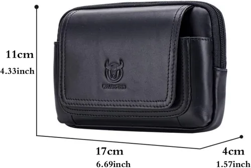 Vista 7 de Bolsa de cuero para cinturón de teléfono, bolsa horizontal para hombres, multiusos, con lazo, monedero, monedero, bolsa para teléfono celular
