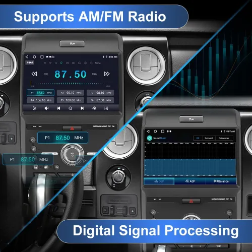 Vista 5 de Radio de coche de 10.1 pulgadas para Ford F150 2013 2014, Android 13 estéreo con CarPlay inalámbrico y Android Auto, DSP, BT, WiFi, SWC, MirrorLink