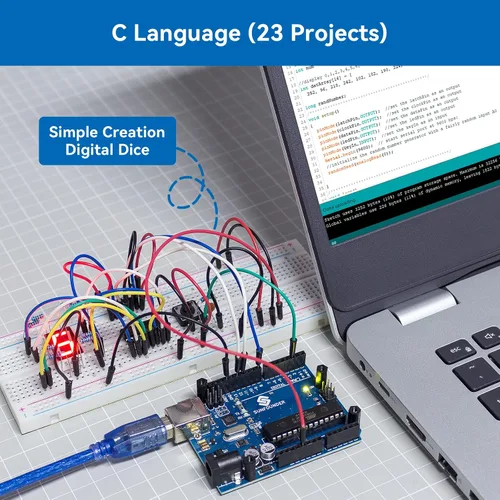 Vista 7 de SunFounder Kit de inicio completo de proyecto compatible con Arduino UNO R3 Arduino IDE/Scratch Coding con 42 tutoriales detallados en línea