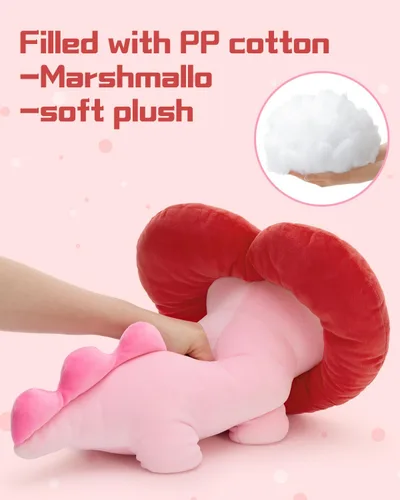 Vista 9 de MaoGoLan Peluche de ajolote de San Valentín con capucha en forma de corazón, almohada de peluche de salamandra blanda y suave, regalo de peluche