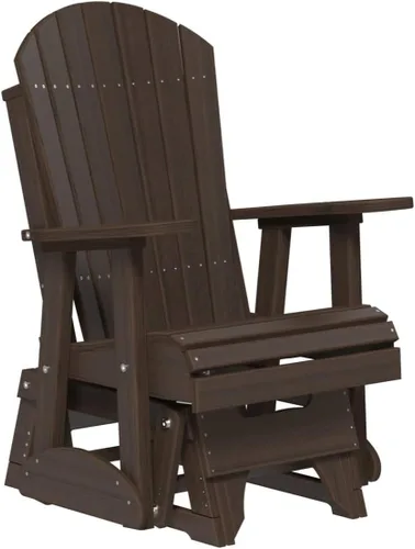 Vista 21 de LuxCraft Silla mecedora Adirondack de 2 pies, mecedora para patio al aire libre, balancín deslizante para exteriores (caoba antigua)