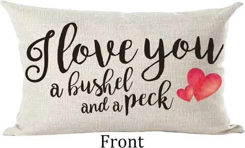 Vista 2 de Ramirar Funda decorativa de almohada lumbar con texto en inglés "I Love You A Bushel and A Peck Lover para el día de San Valentín, funda de almohada